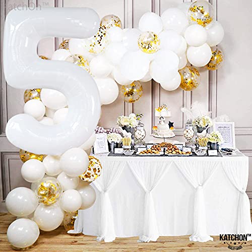 Image of KatchOn White Number 5 Balloons for 5th Birthday Decorations 40 Inch | 5th Birthday Decorations, 5 balloon number, Birthday Number Balloons, White 5th Birthday Party Supplies