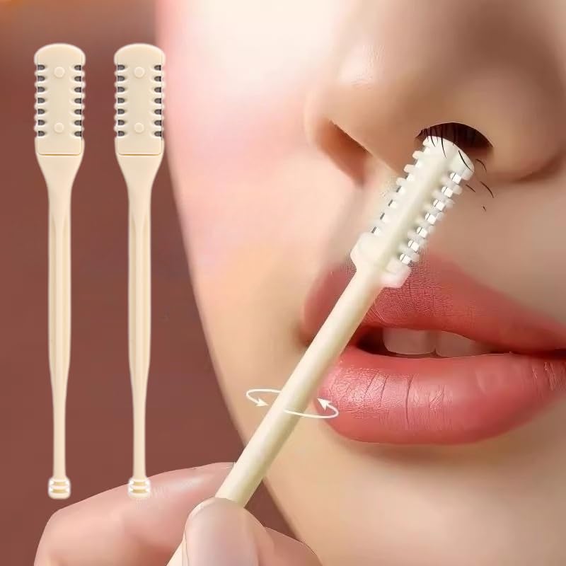Image of 2Pcs /Bag Double-Ended Nose Hair Trimmer Safety Scraper with Ear Pick Clean Shaver (2Pcs Double Blade)
