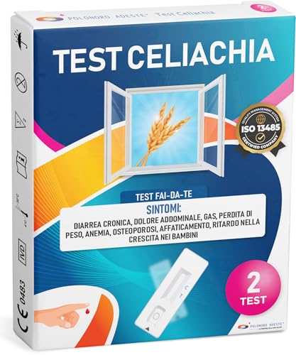 TEST CELIACHIA Adeste - Rapido fai da te. Per intolleranza alimentare al glutine, per adulti e bambini. Confezione da 2 test