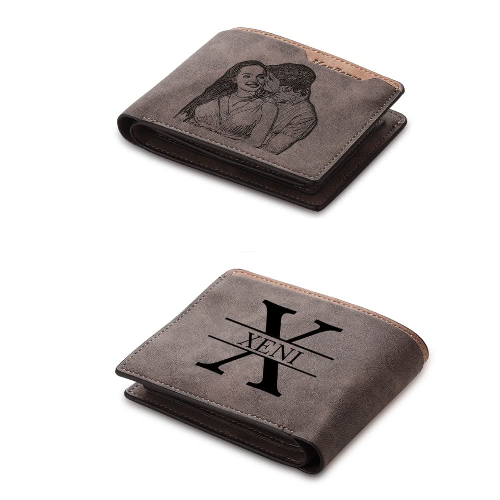 Surpgift Custom Wallets for Men Personalized Gifts for Men Dad Boyfriend Personalized Wallets for Men Engraved Photo Leather Wallets (Style 4)