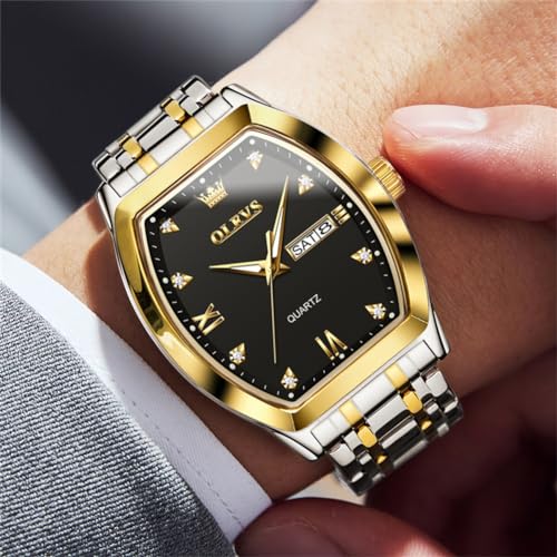 Image of OLEVS Men Watches Square Business Dress Diamond Analog Quartz Date Luxury Watch for Men Casual Stainless Steel Waterproof Luminous Wrist Watch