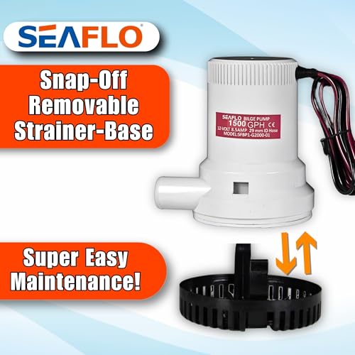 Image of SEAFLO 01 Series 1500 GPH Bilge Pump - 12V, 1-1 /8 inch Outlet, Marine Submersible Pump with Anti-Airlock Protection, CE & Rohs Certified, 4-Year Warranty | Reliable for Boats and Marine Applications