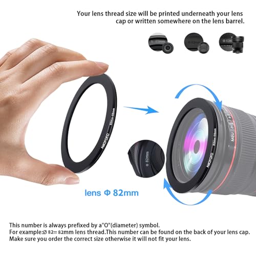 Image of 82mm to 58mm /82mm-58mm Step-Down Ring Filter Adapter for All Brands UV,ND,CPL,Metal Step-Down Ring Adapter