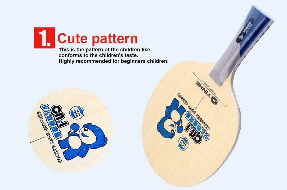 Yinhe CN-1 Childrens Soft Carbon Table Tennis Blade, Small Handle, Lightweight, Stable Blade, Kids Training and Match Play, ~75Grams 1