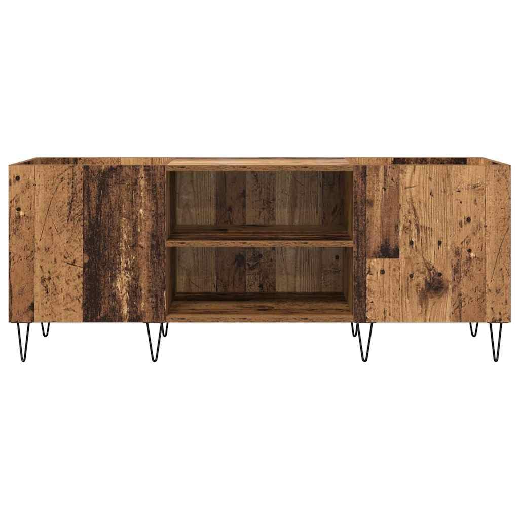 Hothingwell Mobile porta vinili in legno vecchio 121x38x48 cm, scaffale per dischi in legno ingegnerizzato con ante e ferro, mobile contenitore con 2 ripiani per soggiorno, stile moderno