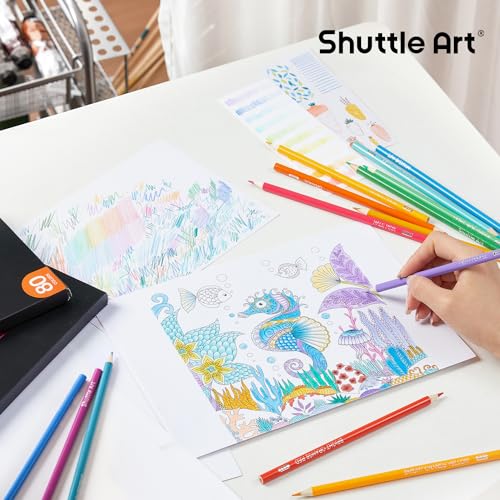 Image of Shuttle Art 80 Regular Colored Pencils for Adult Coloring, Soft Core Color Pencils for Adults, Kids, Artists, Beginners Drawing and Sketching