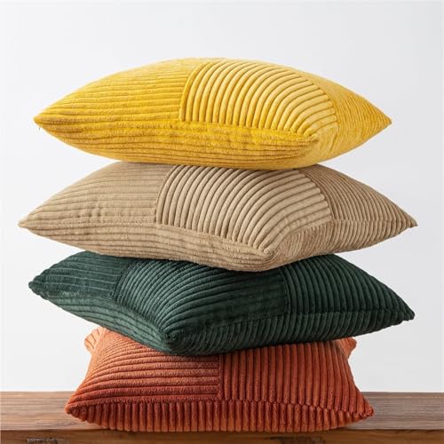 Housse de coussin en velours côtelé vert 50x50cm décoration maison chambre et lit - 7