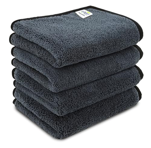 Image of SOFTSPUN Microfiber Baby Hand & Face Wipes 280 GSM 20x30 Cms 4 Piece Towel Set Grey! Super Soft & Comfortable for Newborn Baby and Kids Quick Drying Ultra Absorbent in Small Size.