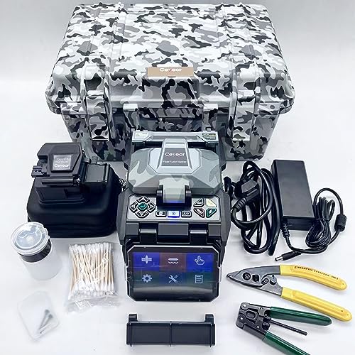 DFBRUZZ Fiber Fusion Splicer 6 Motor Automatic Focus A9 FTTH Fiber Optic Fusion Splicer Kit 4.3 Inch Touch Screen Fusion Splicer Machine Optical Fiber Cleaver Kit Épliiste Fusion