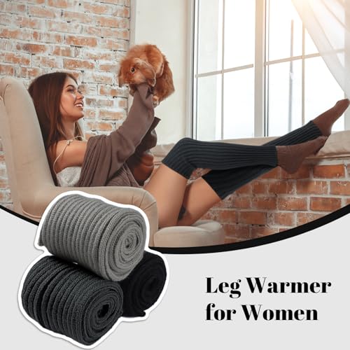 Image of Passionbility 3 Pairs Leg Warmers for Women - Leg Warmers 80s Ribbed Knitted Long Socks for Party Sports