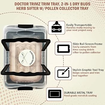 Kit Trim Bin Complet - Bol De Coupe, Tamis 150 Microns, Ciseaux, Brosses, Filet De Séchage