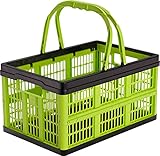 CleverMade CleverCrates 16 Liter Shopping Basket/Grocery Tote: Collapsible Storage Bin/Container, Kiwi Green