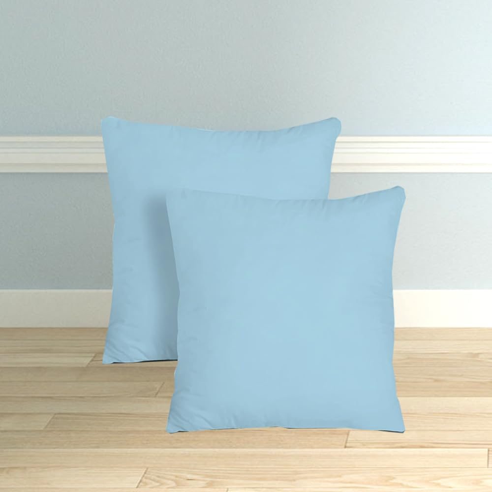 Soft Poly Filler Cushion Set of 2 Microfiber Fiber Fluffy Cushions, Square Throw Pillow Use for Sofa, Living Room, Kushan Size_12x12 Inches|30.48 X 30.48 CM|Color_Light Blue (Sky Blue)