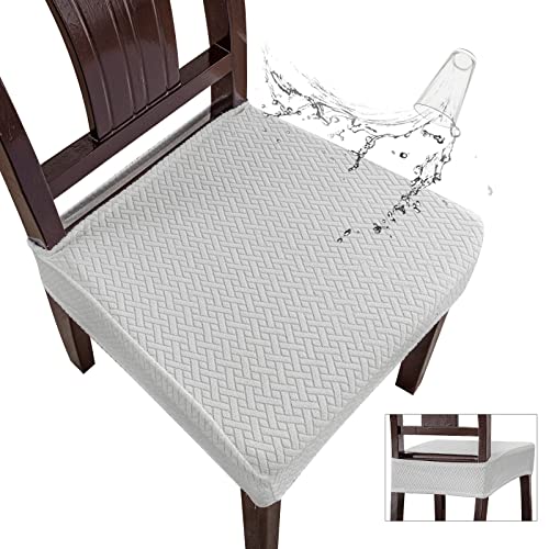 Fundas de asiento para sillas de comedor, fundas de sillas de comedor (2 unidades, con abertura trasera, blanco)