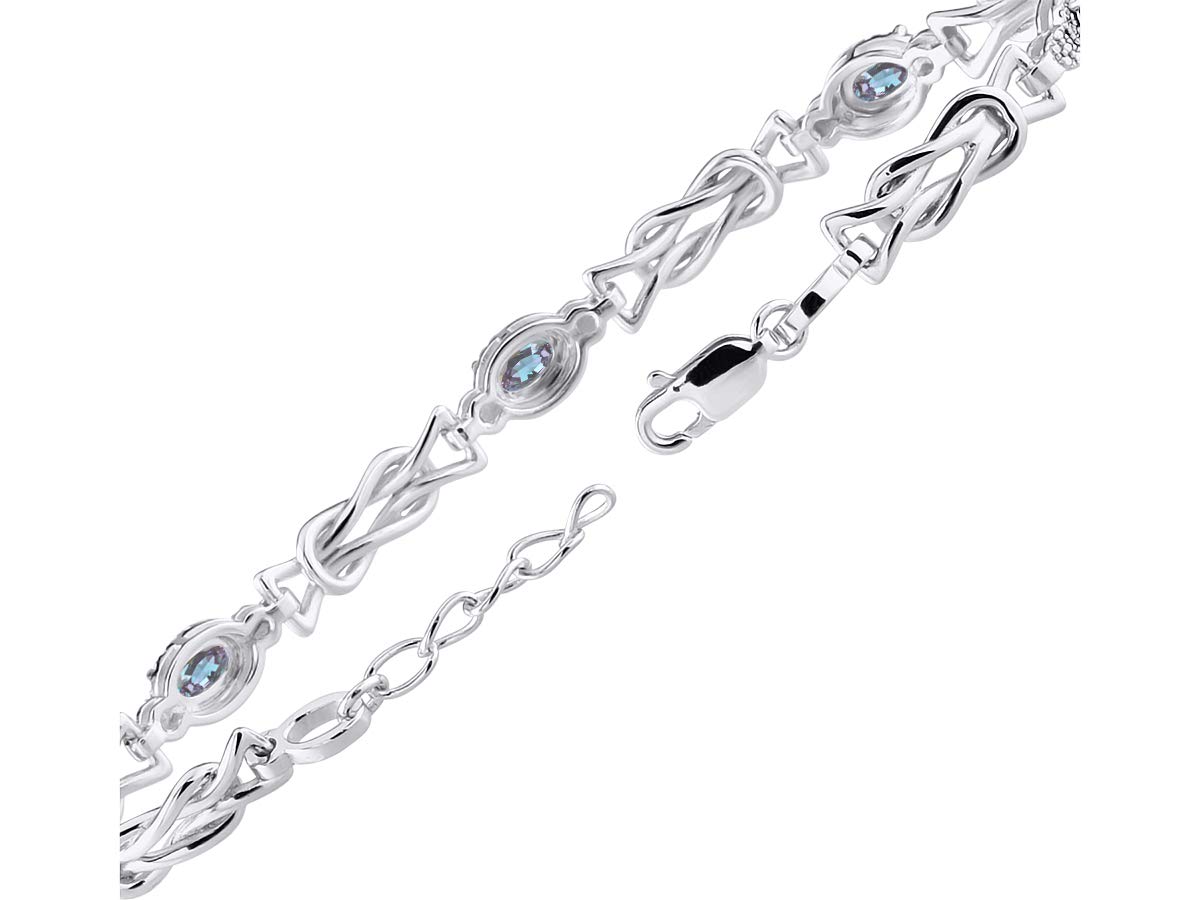 RYLOS Bracelets for Women 925 Sterling Silver Love Knot Tennis Bracelet Gemstone & Genuine Diamonds Adjustable to Fit 7"-8" Wrist, 5 Gorgeous 6X4MM Alexandrite Jewelry for Women Friendship Bracelets