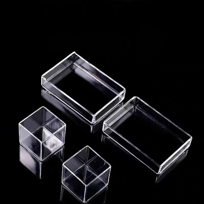 Bandeja rectangular de cuarzo de sílice transparente UV de 100 x 15 x 10 mm, recipiente cuadrado de cuarzo