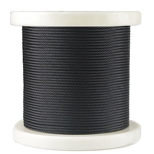 Cable de avión de acero inoxidable T316 negro de 400 pies para barandilla de escalera y terraza