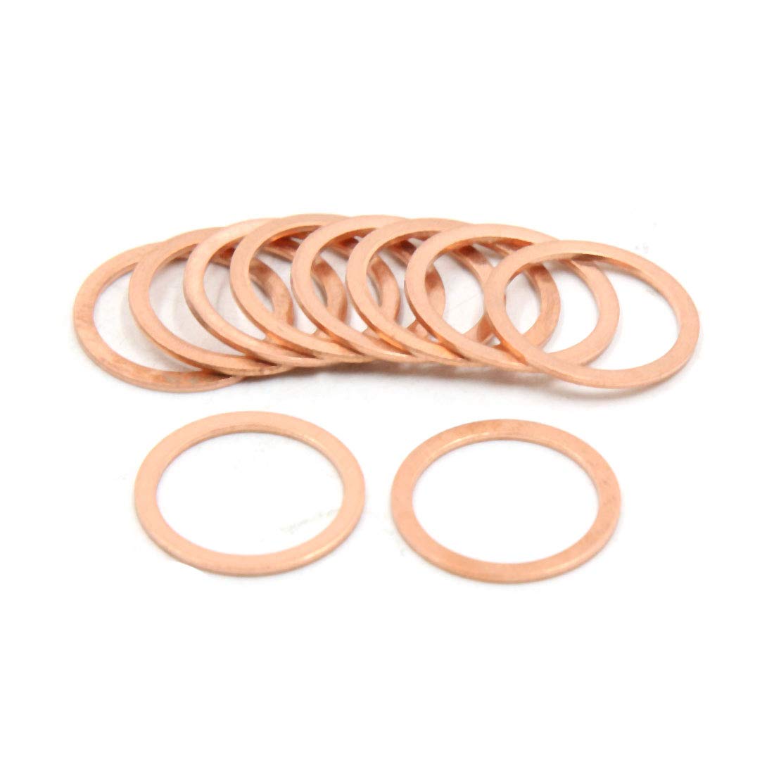 X AUTOHAUX 18mm Inner Dia Copper Washers Flat Sealing Plate Gaskets Rings 10pcs, Copper Tone, 18*22*1mm - Image 2