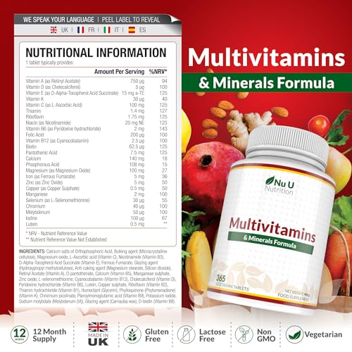 Multivitamin Tablets - 365 Tablets (1 Year Supply) - 25 A-Z Multivitamins and Minerals Including Iron, Zinc & Vitamin D - Multivitamin Tablets for Men and Women Including 50 Plus - One Daily - Image 3