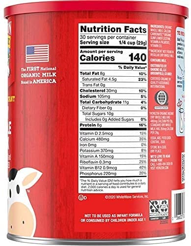 Costco Organic Dry Whole Milk 30.6Oz (1.91Lbs) (1.91 Pound (Pack Of 1)) (1.91 Pound (Pack Of 2)) #TOP1