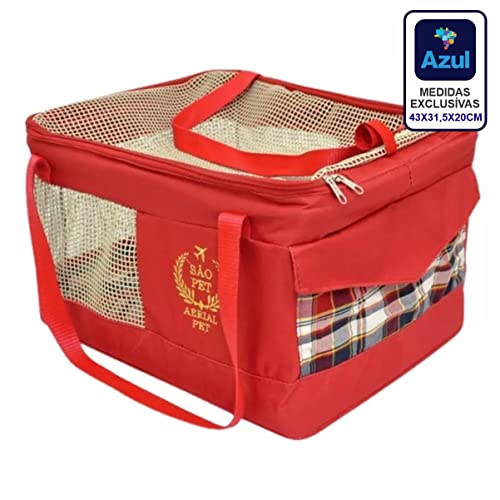 São Pet Bolsa Aerial Para Transporte De Cães E Gatos Em Avião (43 Cm X 31 5 Cm X 20 Cm) Vermelha