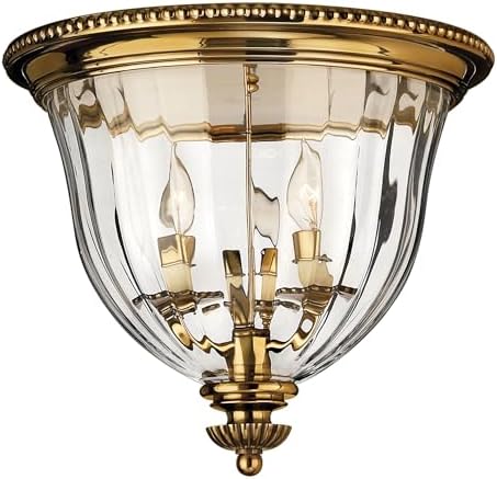 Hinkley Cambridge Traditional Three Light Flush Mount, Burnished Brass