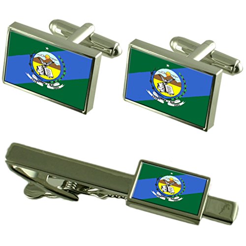 Gemelos y Clip de Corbata de Varre-Sai Río de Janeiro Set de Regalo