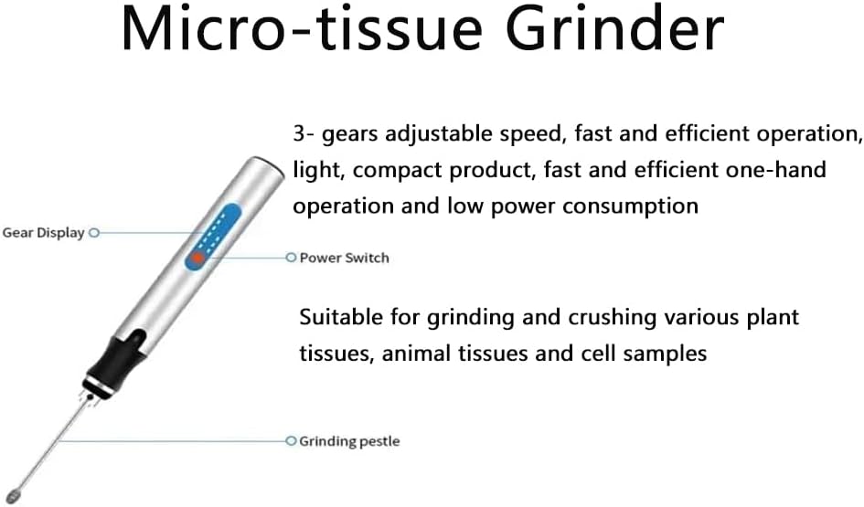 Tissue Grinder Cell Tissue Grinder Handheld Micro-Tissue Sample Crusher with Speed Range 5000/10000/18000rpm 3 Gears Adjustable