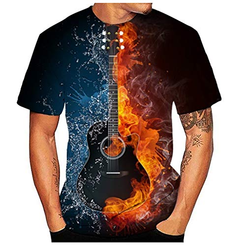 Image of Yowablo Men's T-Shirt with 3D Print Print Crew Neck Short Sleeve, mens, Yowablo-123, 4 black, L
