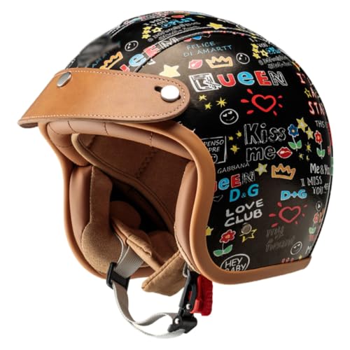Casque jet 3/4 pour enfants avec visière en cuir amovible casque de scooter ouvert ECE 22.06