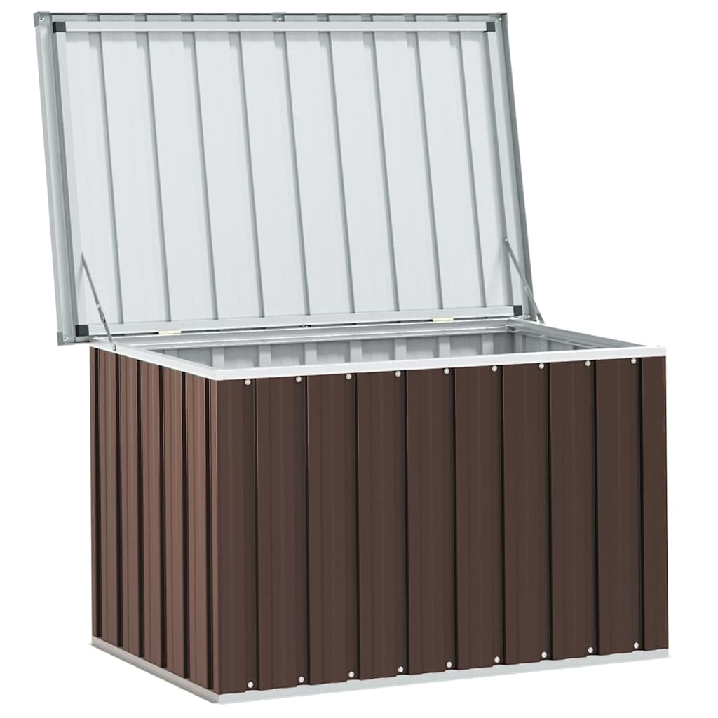 Coffre de jardin, marron, 109 x 67 x 65 cm, en acier galvanisé, résistant aux intempéries, pour coussins, couvertures, meubles de jardin, patio extérieur, balcon