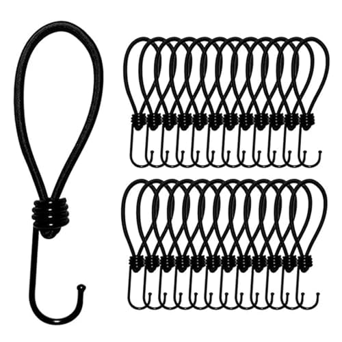 Offgridtec Lot de 25 tendeurs en Caoutchouc de 18 cm avec Crochet de 5 mm, Bande élastique Universelle pour bâches, Filets de remorque,