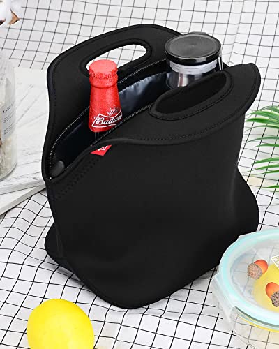 Yookee Home FWCB001 Waterproof Lunch Bag Double Layer Leakproof Neoprene Insulated Lunch Bag Freezable Black Reusable Thermal Lunch Cooler Tote Lunch Box thumb #5