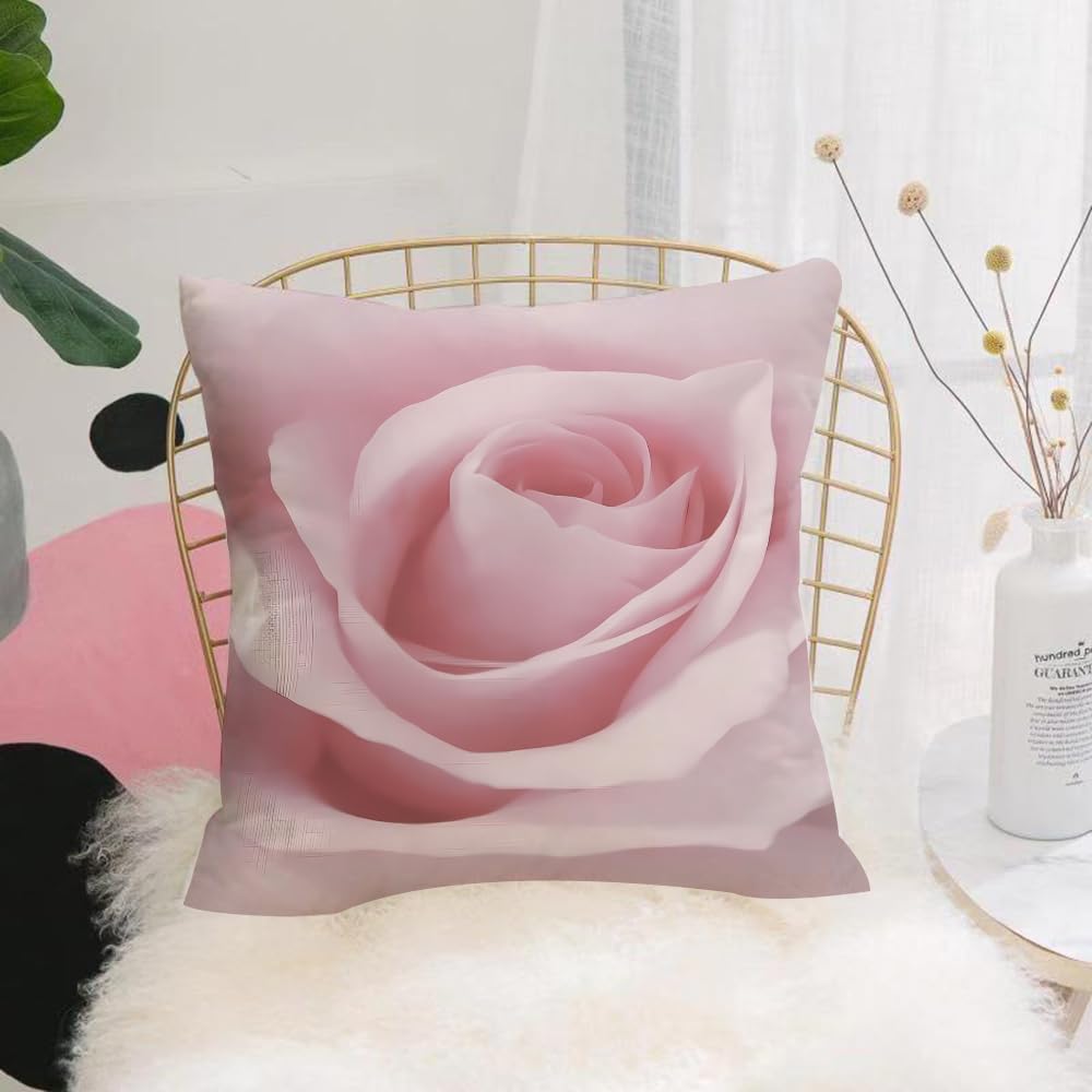 HYMSXW Cushion Cover,Throw Pillow Case Home Decorative for Living Room Bedroom Sofa Chair 20X20 Inch,Floral art, pink rose with delicate pink rose petals,Pillowcase 50X50cm