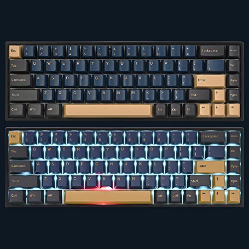 Image of Guffercty kred XDA Profile Minimalist White Keycaps 75 Percent Dye-sub PBT Keyboard Caps with ISO Keys for MAC 60% 65% 75% 96% Mechanical Keyboard (Minimalist-A Japanese) (Blue Samurai)
