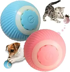 Bola para Pet Inteligente Giratória Interativa Brinquedo para Gatos e Cachorros com Movimento Automático Rotação 360° LED - Premium (Rosa)