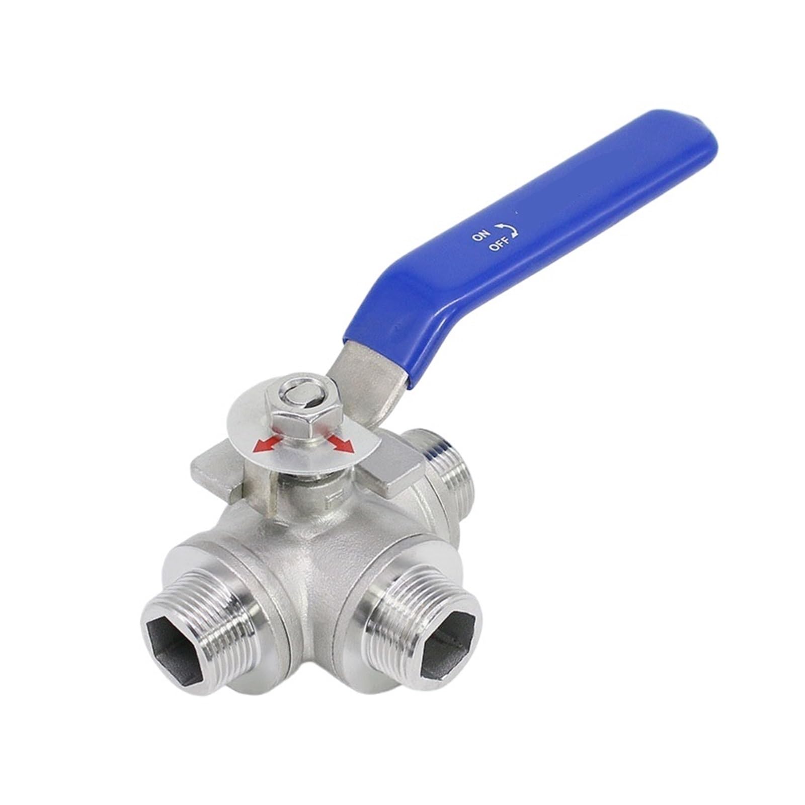 Vanne à bille à trois voies en acier 304 DN15 anti-fuite avec filetage externe 1/2