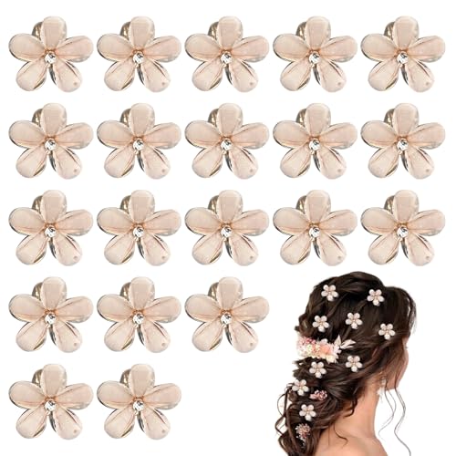YIZWINS 20 Piezas Mini Pinza para el Cabello de Flores, Accesorios Pelo Mujer, Adornos Pelo con Forma de Flor de Cristal, Accesorios Pelo Niña con Diamantes de Imitación para Mujeres y Niñas