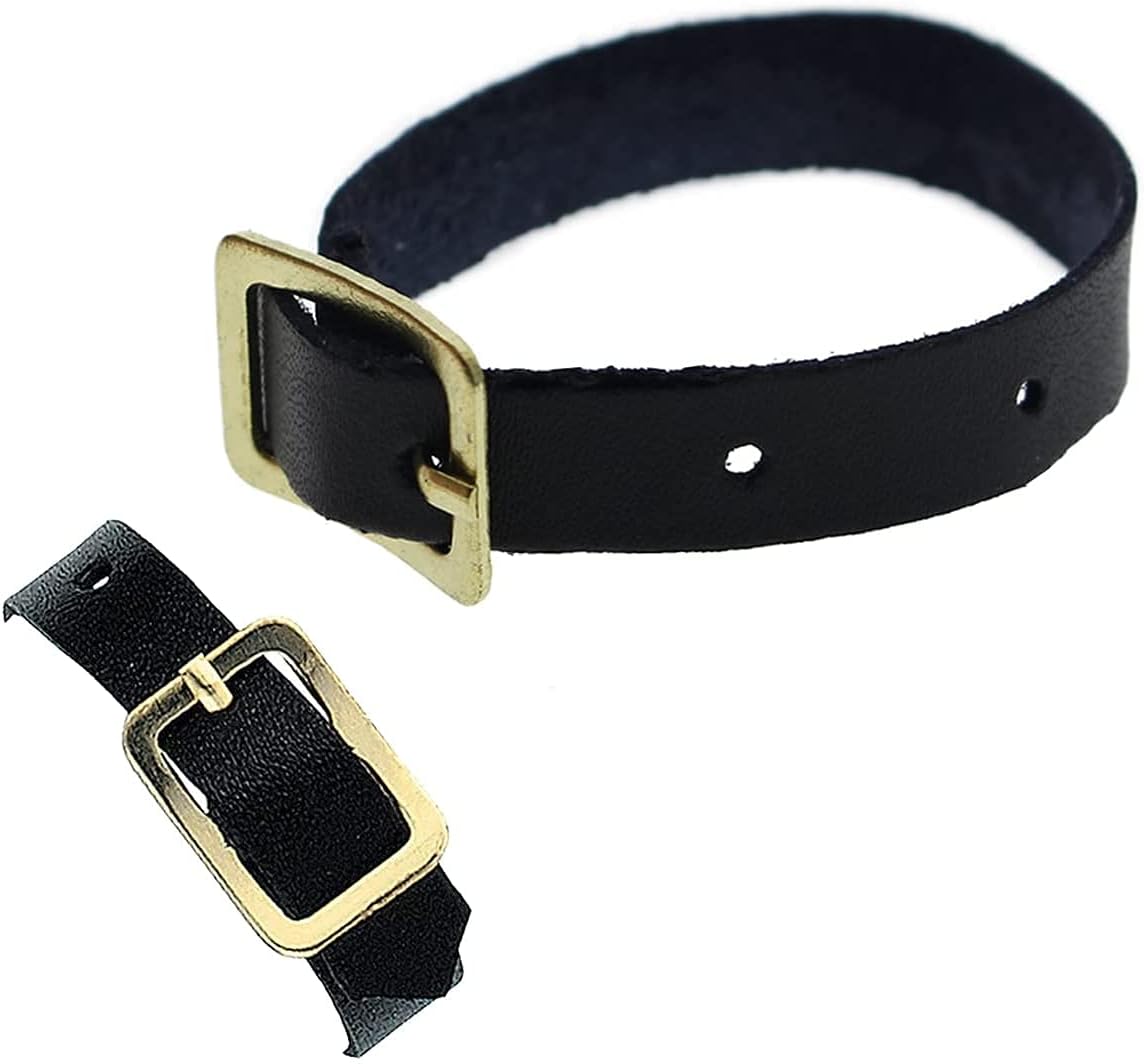 Bulk 100 Pack - Genuine Leather Luggage Tag Loops with Brass Metal Buckle - 6 x 3/8 Inch Premium I’D Name Straps for Suitcases, Briefcase, Backpacks, Golf Bag Tags & More by Specialist ID (Black)