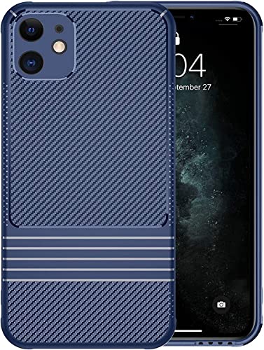 Coque iPhone 12 Pro Max fibre de carbone mince coque de protection bleue antichoc
