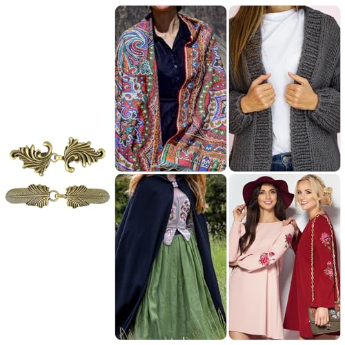 Image of uxcell Vintage Sweater Clips, Cape Cloak Clasp Retro Cardigan Clips Shawl Collar Clasp Dress Shirt Brooch Clip