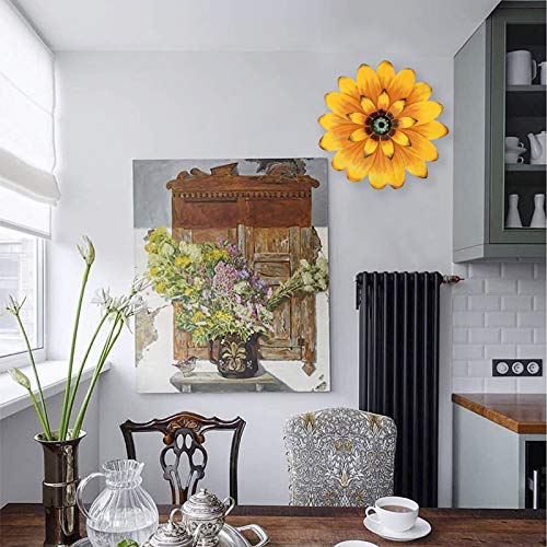 Aboxoo 13 Inch Yellow Daisy Metal Layered Floral Home Wall Art Sculptures For Bathroom Livingroom Bedroom Or Porch Patio Colorful Wall Decor thumb #2