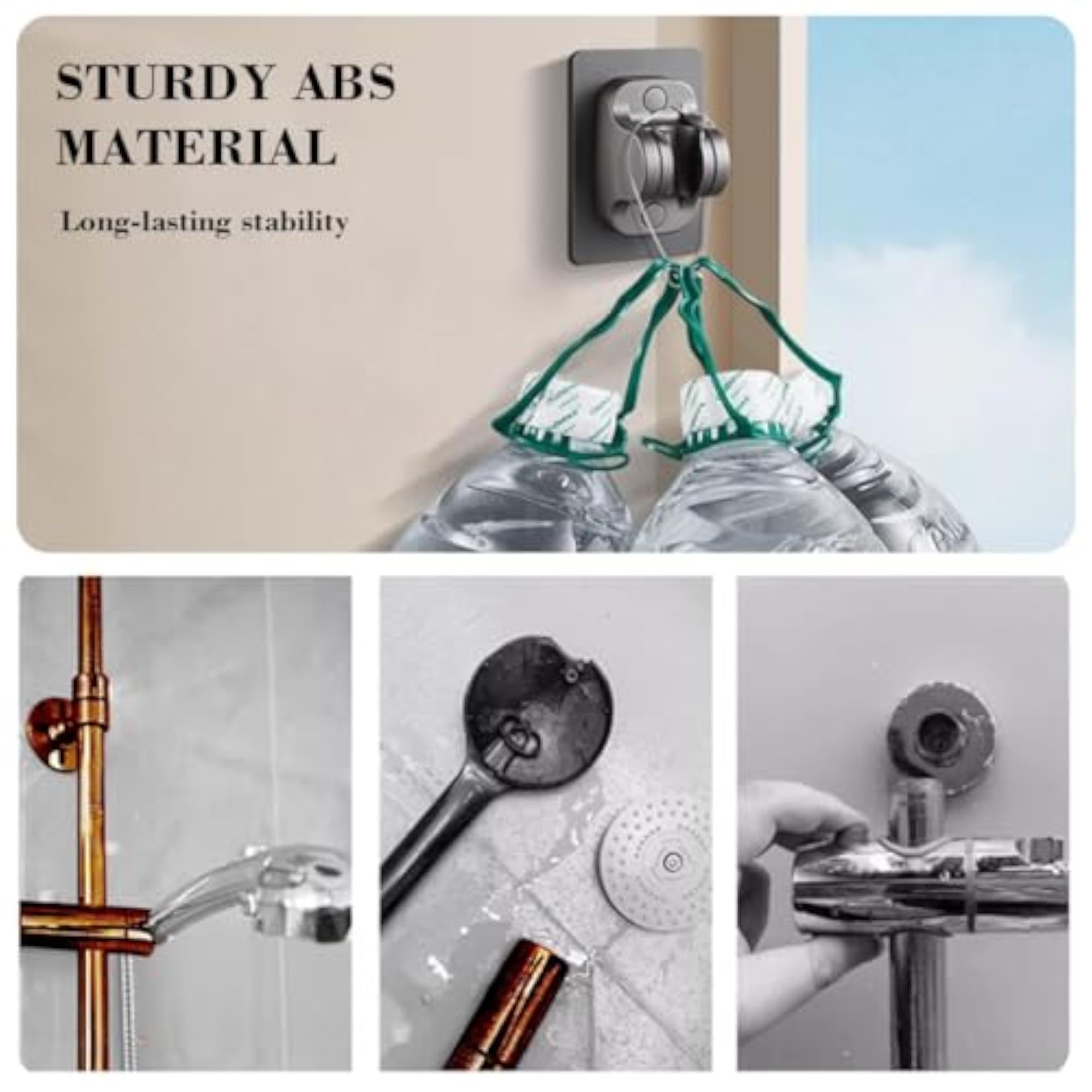 2Pcs Self-Adhesive Shower Head Bracket