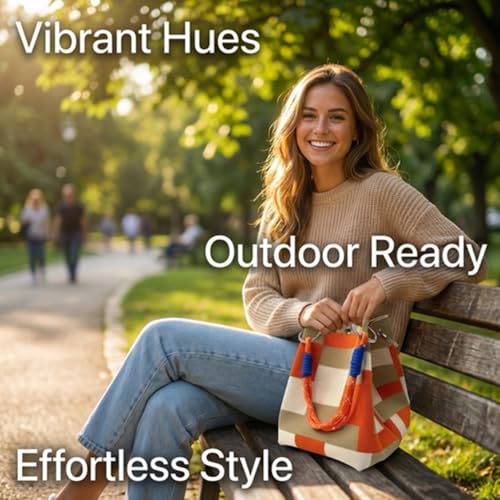 Bolso Tote Mujer Mini Tejido Rayas Crochet miniatura 6
