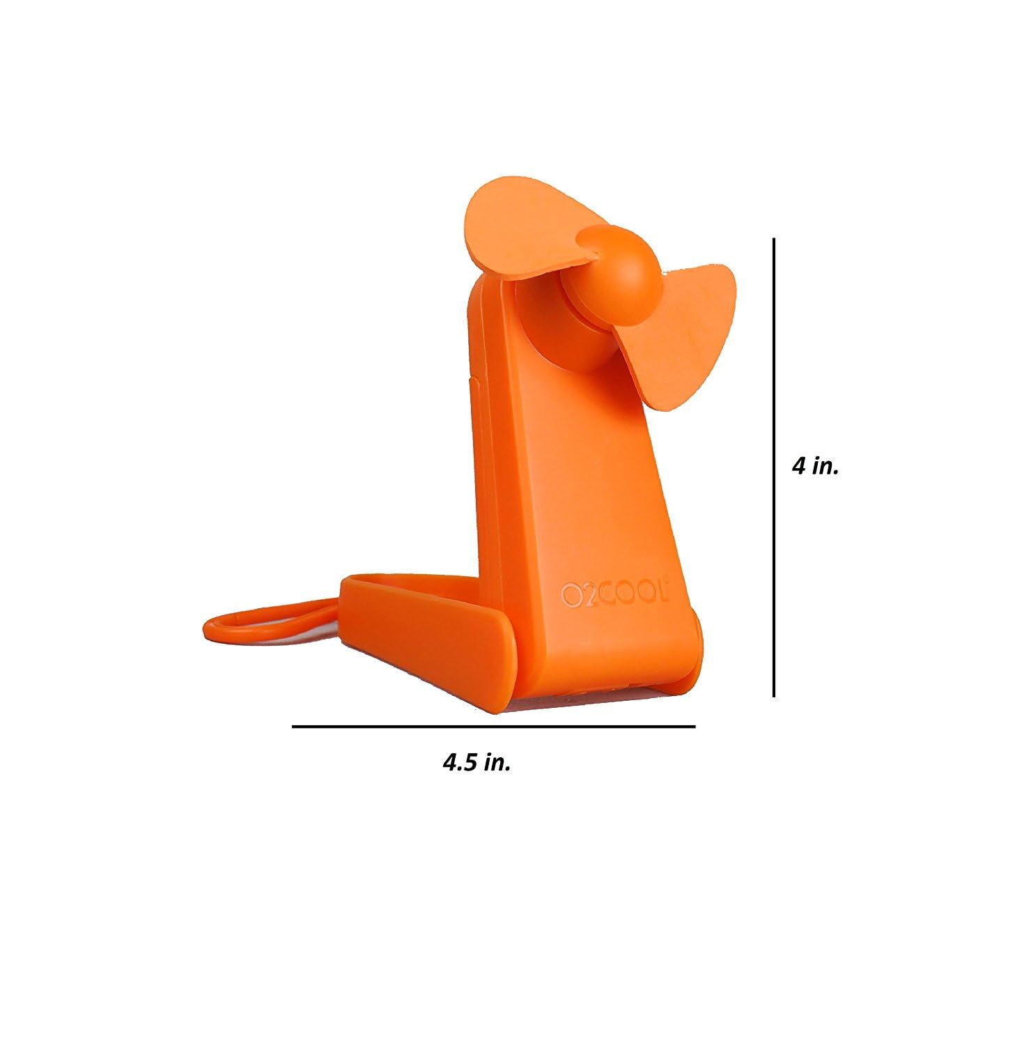 O2COOL Personal Battery Pocket and Table Desk Fan - Carabiner Clip - Flip Down Stand - Quiet - Foam Blades - Orange