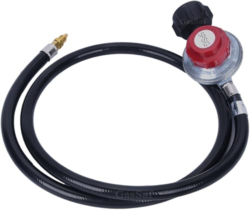 Miniatura 2 de GasSaf High Pressure Propane Regulator Adjustable 0-5PSI Connector with CSA Certified 4FT LPG Hose for Turkey Fryer, Outdoor Cooker, Burner and More