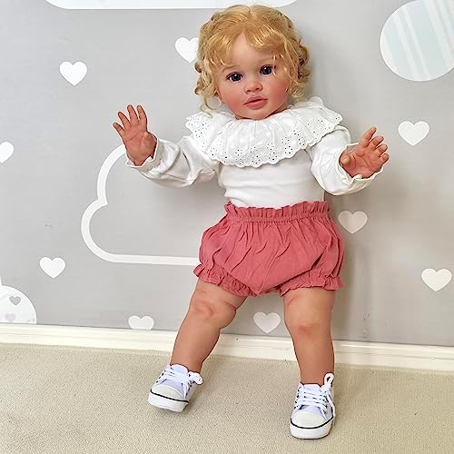 iCradle Reborn Toddler Dolls Girl – Realistic Reborn Baby Dolls 26 Inch Lifelike Weighted Reborn Doll Cloth Body Gift Set for Kids Age 3+