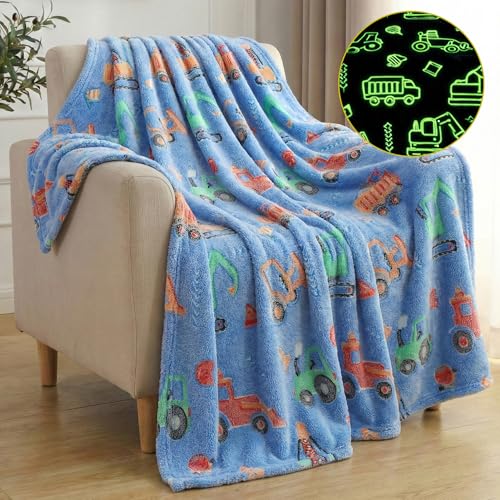 Image of Story@Home Glow in the Dark Blankets for Kids | Kids Soft AC Quilt for Summer | Kids Blanket 0-15 Years (200x15 cm) Soft Fleece Blanket |All-Season Radium Blanket for Boys & Girls-Construction