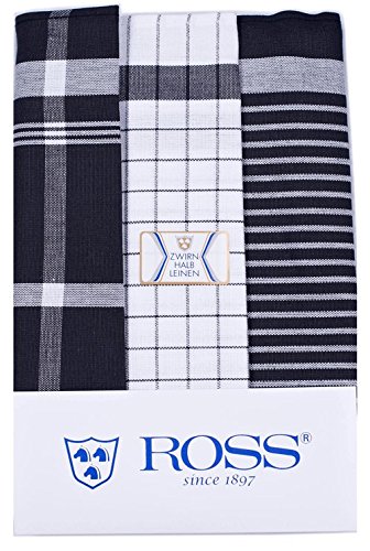 Ross - 3er-Spar-Pack - Exclusiv - Geschirrtücher Halbleinen - 0915 (50 x 70cm Schwarz)