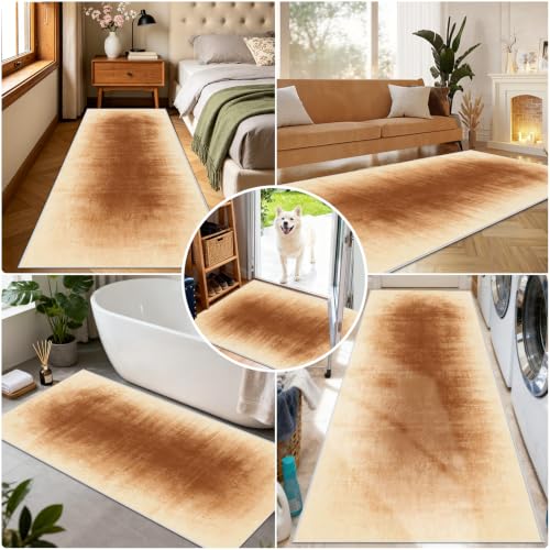 Alfombra pasillo lavable de 80x280 cm en color marrón antideslizante 7